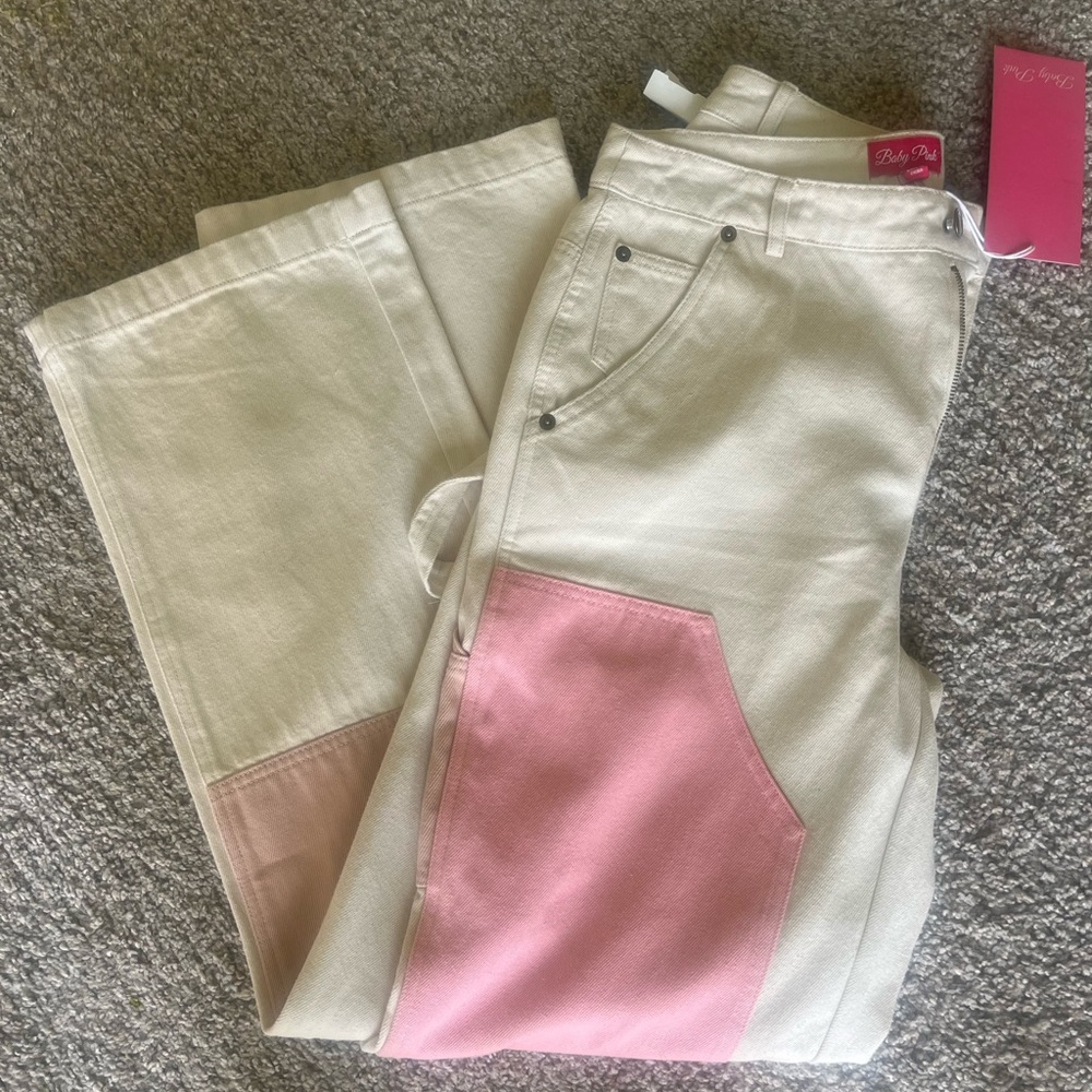 Colorblock Pants with Pink and Cream Accents